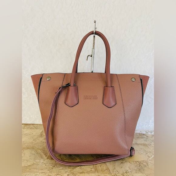 MICHAEL KORS Mauve hard pebble leather convertible tote shoulder bag crossbody - Picture 1 of 10